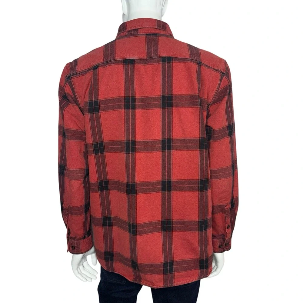 CARHARTT Loose Fit Heavyweight Flannel Red Plaid Long Sleeve‎ Shirt 105439 Large